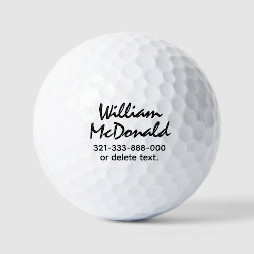 Personalised name custom golf balls. Over 200 browsable font templates in 11 categories. STACCATO font bold script typeface.