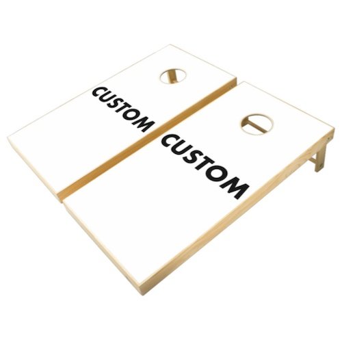2 x Personalized custom Cornhole Boards top angled view.
