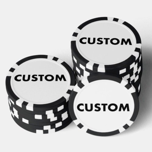 BLACK Personalized custom Poker Chips, Casino Tokens.