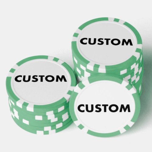 GREEN Personalized custom Poker Chips, Casino Tokens.