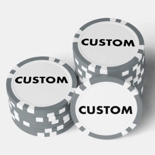 GREY Personalized custom Poker Chips, Casino Tokens.
