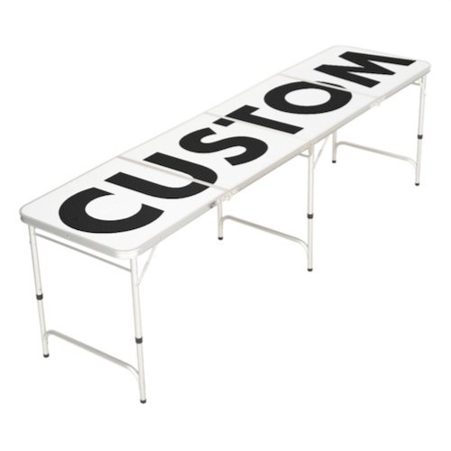 Personalized custom Beer Pong Table regulation size 96 inches long angled view.