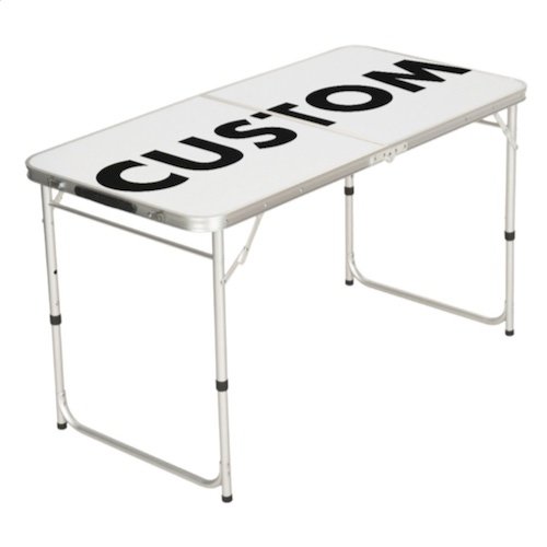 Personalized custom Beer Pong Table tailgate size 48 inches long folded.