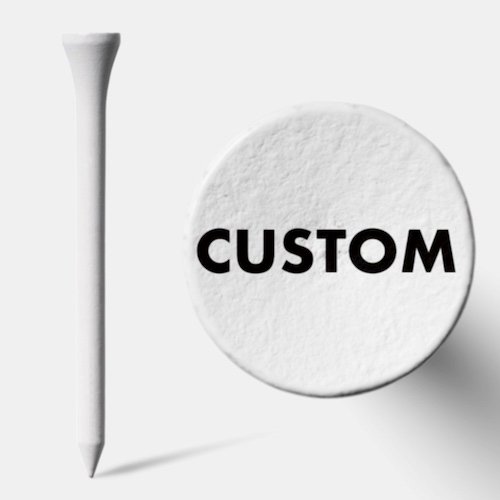 Personalized custom Golf Tees - top head of WHITE tee, set of 25.