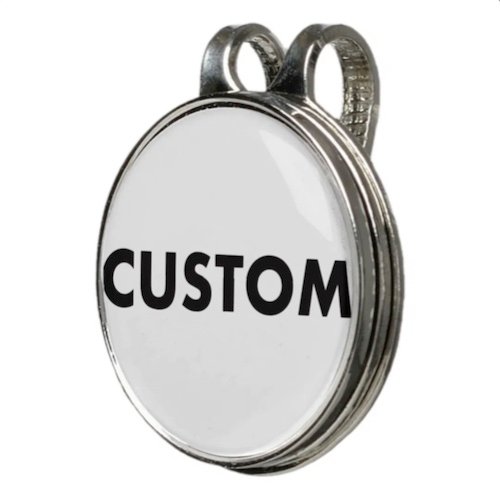 Personalized custom Magnetic Golf Ball Marker Golf Hat Clip angled view.