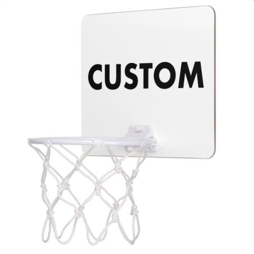 Personalized custom Mini Basketball Hoop angled view.