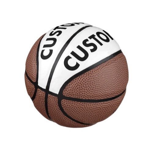 Personalized custom Mini Basketball angled view.