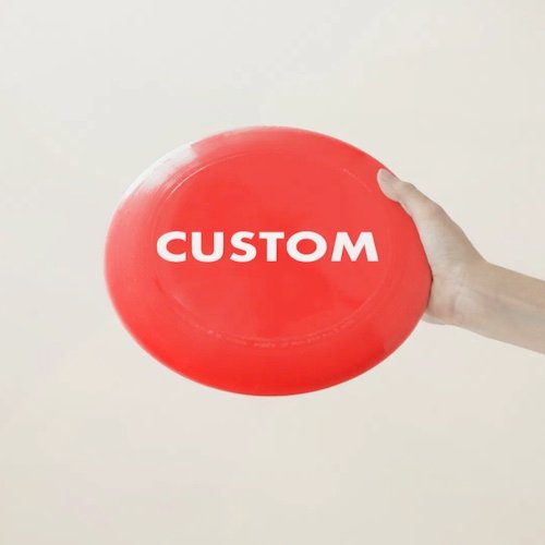 Personalized custom RED Ultimate Wham-O Frisbee.