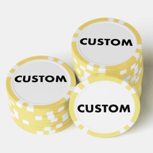 YELLOW Personalized custom Poker Chips, Casino Tokens.