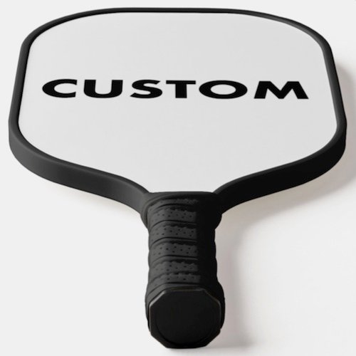 Personalized custom Carbon Fiber Pickleball Paddle BLACK handle and trim angled view from bottom.