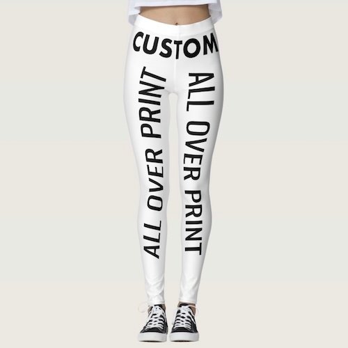 Custom leggings personalized all over print yoga pants front view.