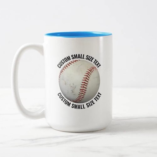 Baseball & Small Text LIGHT BLUE 15oz Custom Two-Tone Mug.