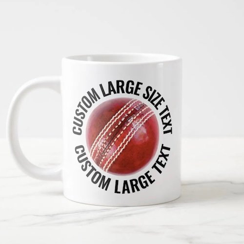 Giant Cricket Mug 20oz with Large Size Personalized Text.