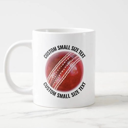 Giant Cricket Mug 20oz with Small Size Personalized Text.