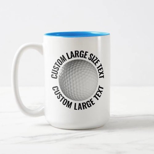 Golf Ball & Large Text LIGHT BLUE 15oz Custom Two-Tone Mug.