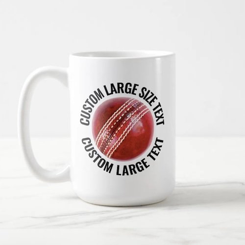 Large Size Text 15oz White Personalized Cricket Mug.