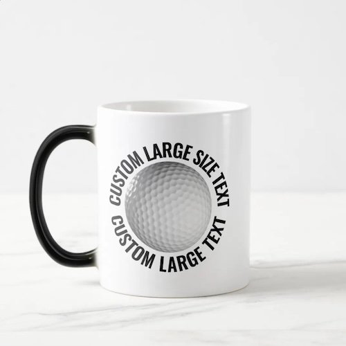 Large Text 11oz Magic Heat Changing Personalised Golf Mug.