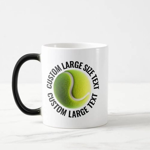 Large Text 11oz Magic Heat Changing Personalised Tennis Mug.