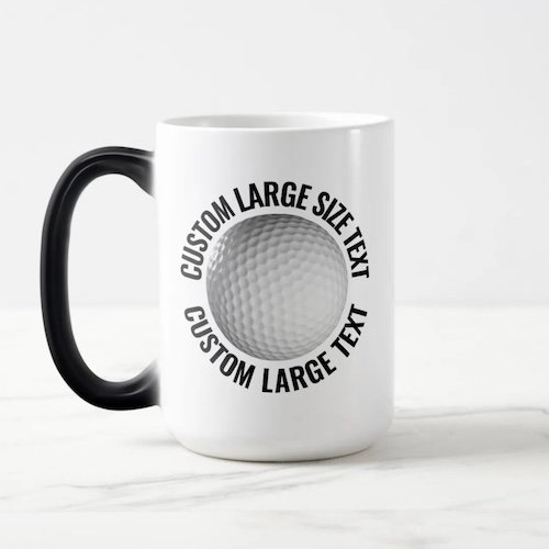 Large Text 15oz Magic Heat Changing Personalised Golf Mug.
