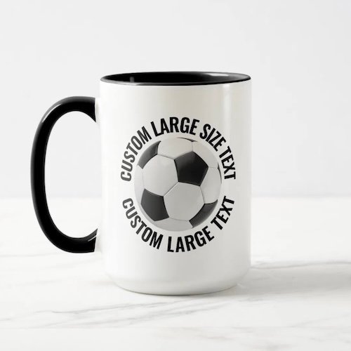 Large Text BLACK Combo 15oz Custom Soccer Mug.