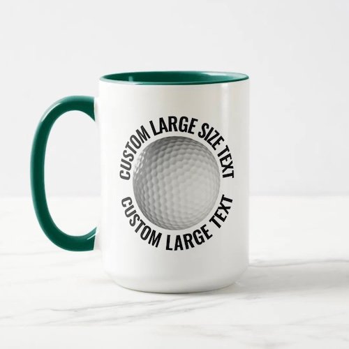 Large Text HUNTER GREEN Combo 15oz Custom Golf Mug.