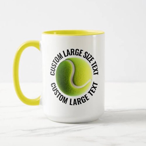 Large Text YELLOW Combo 15oz Custom Tennis Mug.