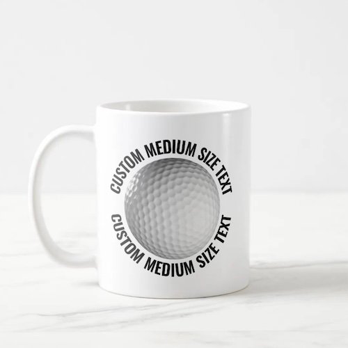 Medium Size Text 11oz White Personalized Golf Mug.