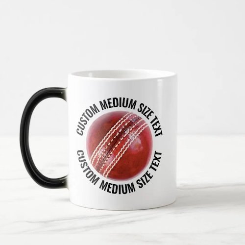Medium Text 11oz Magic Heat Changing Personalised Cricket Mug.