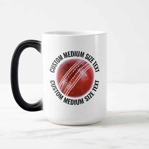 Medium Text 15oz Magic Heat Changing Personalised Cricket Mug.