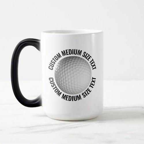 Medium Text 15oz Magic Heat Changing Personalised Golf Mug.