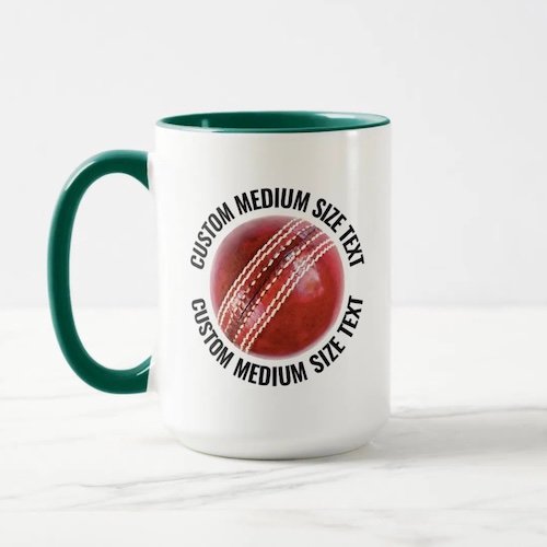 Medium Text HUNTER GREEN Combo 15oz Custom Cricket Mug.