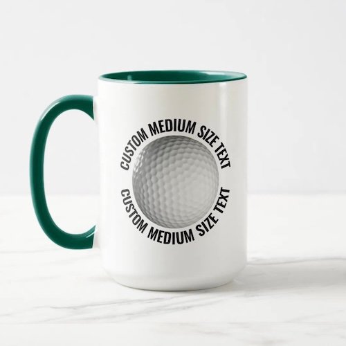 Medium Text HUNTER GREEN Combo 15oz Custom Golf Mug.