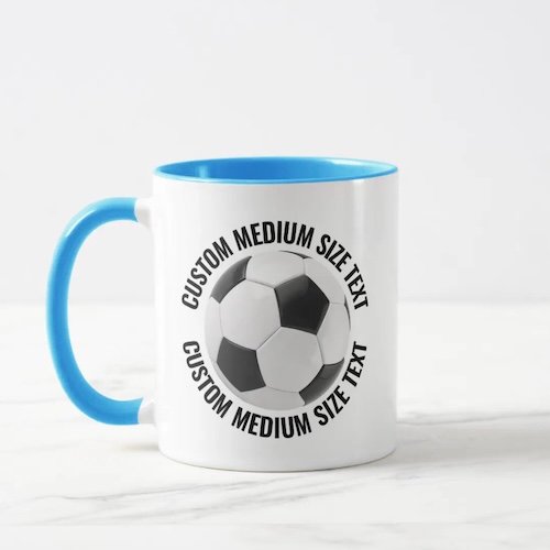 Medium Text LIGHT BLUE Combo 11oz Custom Soccer Mug.