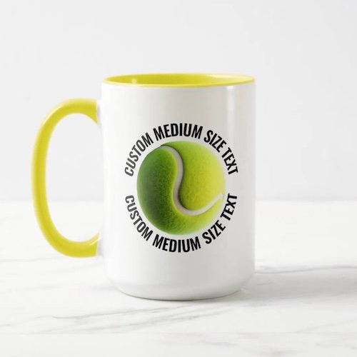 Medium Text YELLOW Combo 15oz Custom Tennis Mug.
