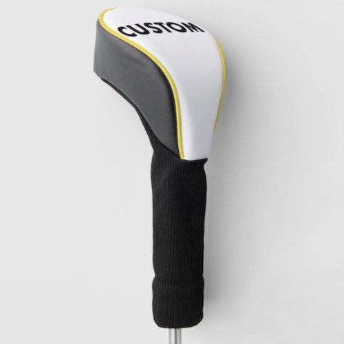 Personalized custom golf headcover for driver club with YELLOW piping trim Personalized custom golf headcover for driver club with YELLOW piping trim.