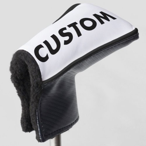 Personalized custom golf headcover for putter club with BLACK piping trim Personalized custom golf headcover for putter club with BLACK piping trim.