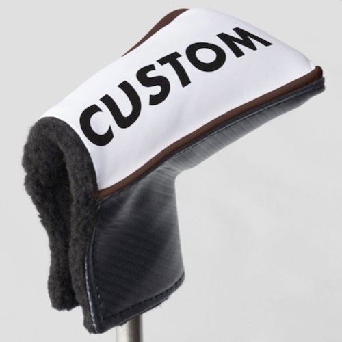 Personalized custom golf headcover for putter club with BROWN piping trim Personalized custom golf headcover for putter club with BROWN piping trim.