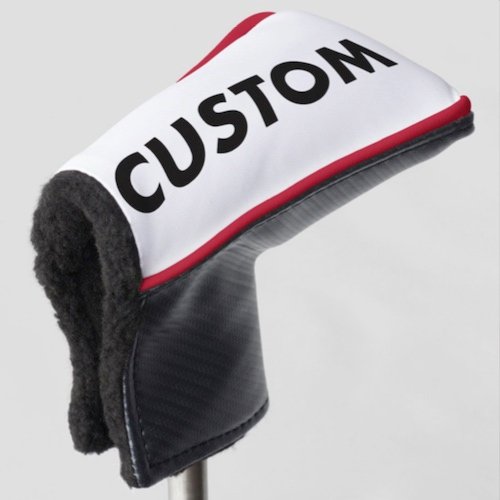Personalized custom golf headcover for putter club with RED piping trim Personalized custom golf headcover for putter club with RED piping trim.
