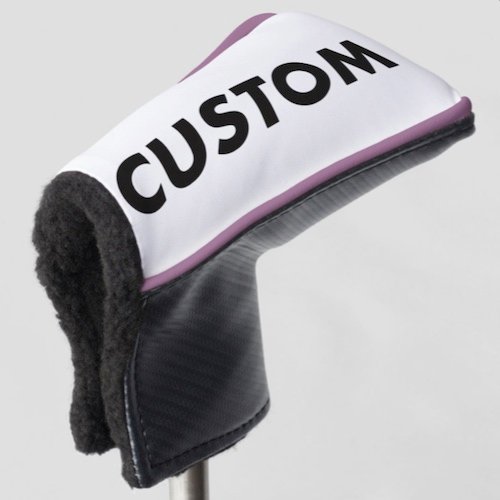Personalized custom golf headcover for putter club with VIOLET piping trim Personalized custom golf headcover for putter club with VIOLET piping trim.