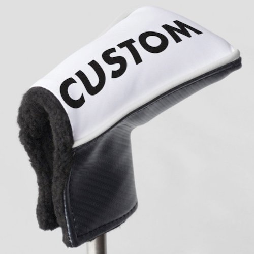 Personalized custom golf headcover for putter club with WHITE piping trim Personalized custom golf headcover for putter club with WHITE piping trim.