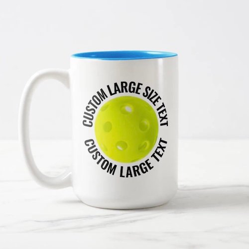 Pickleball Ball & Large Text LIGHT BLUE 15oz Custom Two-Tone Mug Pickleball Ball & Large Text LIGHT BLUE 15oz Custom Two-Tone Mug.