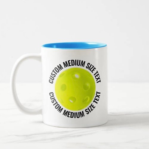 Pickleball Ball & Medium Text LIGHT BLUE 11oz Custom Two-Tone Mug Pickleball Ball & Medium Text LIGHT BLUE 11oz Custom Two-Tone Mug.