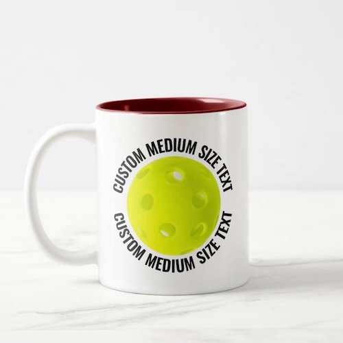 Pickleball Ball & Medium Text MAROON 11oz Custom Two-Tone Mug Pickleball Ball & Medium Text MAROON 11oz Custom Two-Tone Mug.