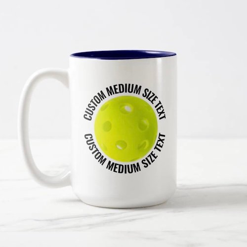 Pickleball Ball & Medium Text NAVY BLUE 15oz Custom Two-Tone Mug Pickleball Ball & Medium Text NAVY BLUE 15oz Custom Two-Tone Mug.
