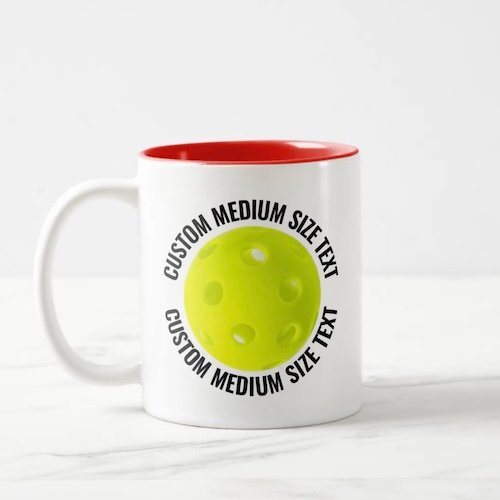 Pickleball Ball & Medium Text RED 11oz Custom Two-Tone Mug Pickleball Ball & Medium Text RED 11oz Custom Two-Tone Mug.