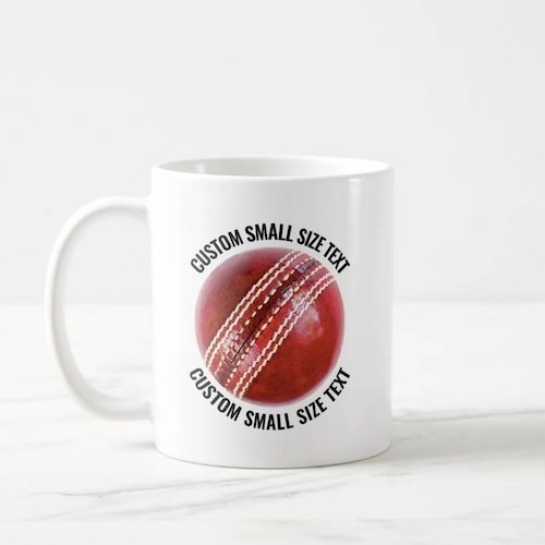 Small Size Personalized Text Cricket Ball Custom Mug.