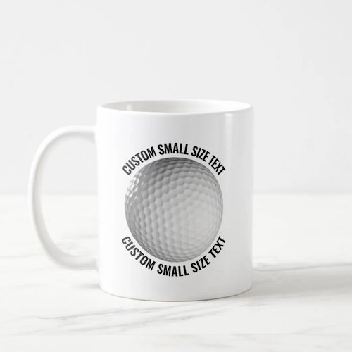 Small Size Text 11oz White Personalized Golf Mug.
