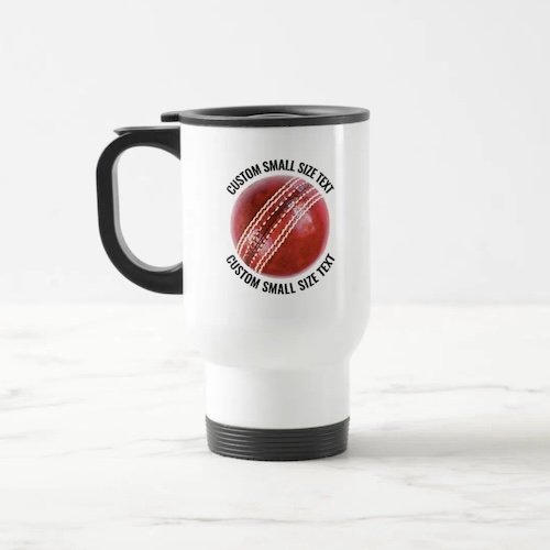 Small Size Text White Stainless Steel Personalised Cricket Travel Mug.