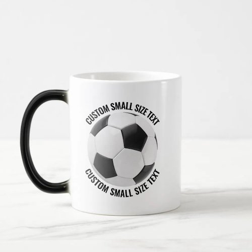 Small Text 11oz Magic Heat Changing Personalized Soccer Mug.