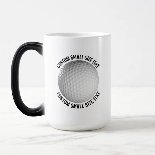 Small Text 15oz Magic Heat Changing Personalised Golf Mug.